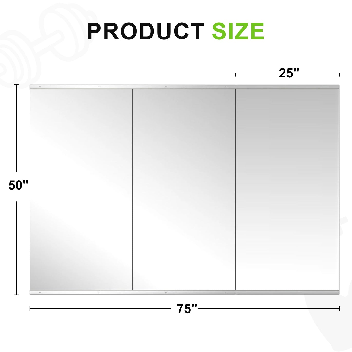 FICTOR Home Gym Mirror for Wall, 50"x25"x3 PCS Large Workout Mirrors with Tempered Glass, Full Length Frameless Body Mirror for Garage, Dance, Yoga, Bedroom