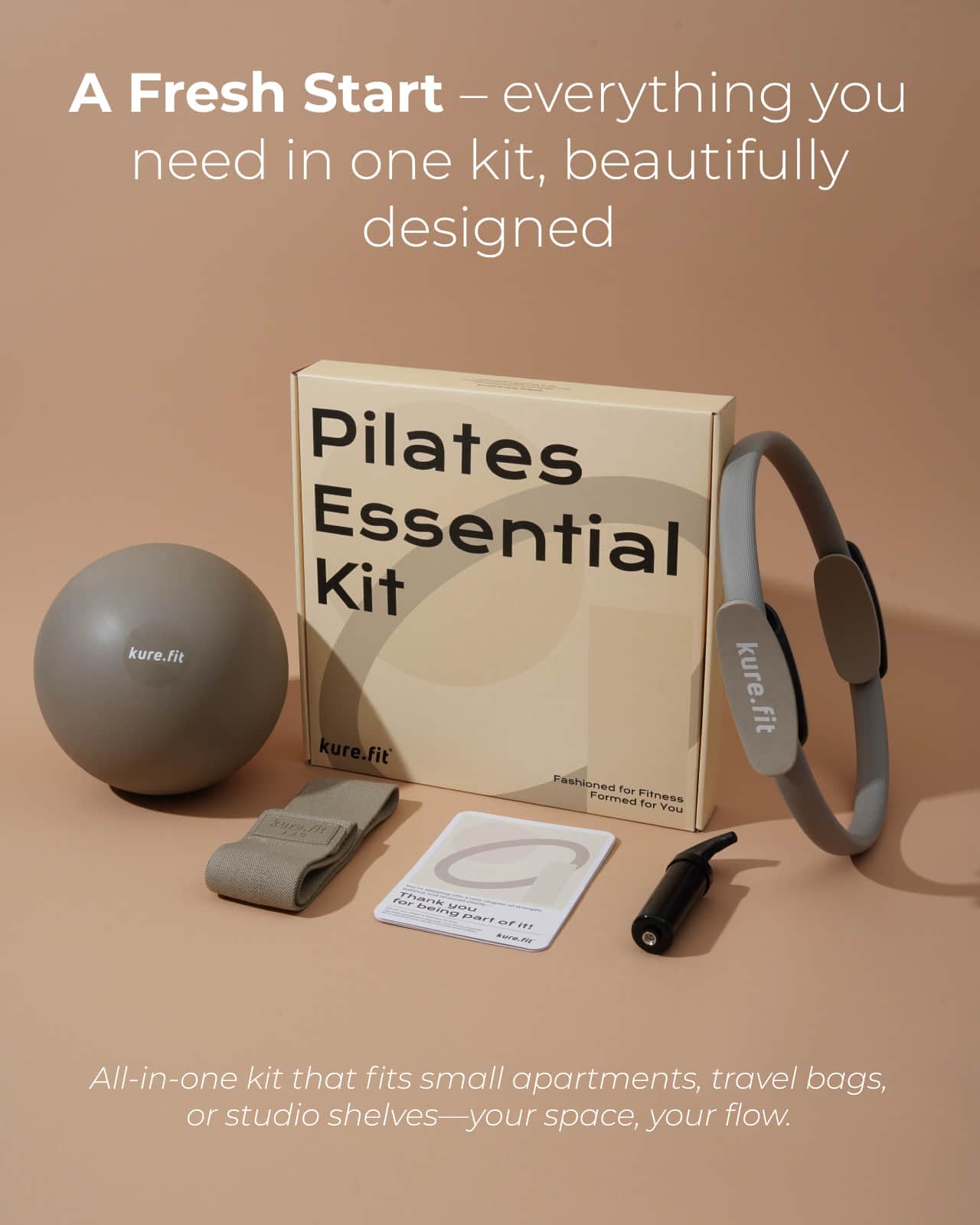 kure.fit Pilates Kit for Women – Home Pilates Equipment Set with Ring, Ball & Resistance Bands | Pilates Starter Kit with Accessories in Gift Box