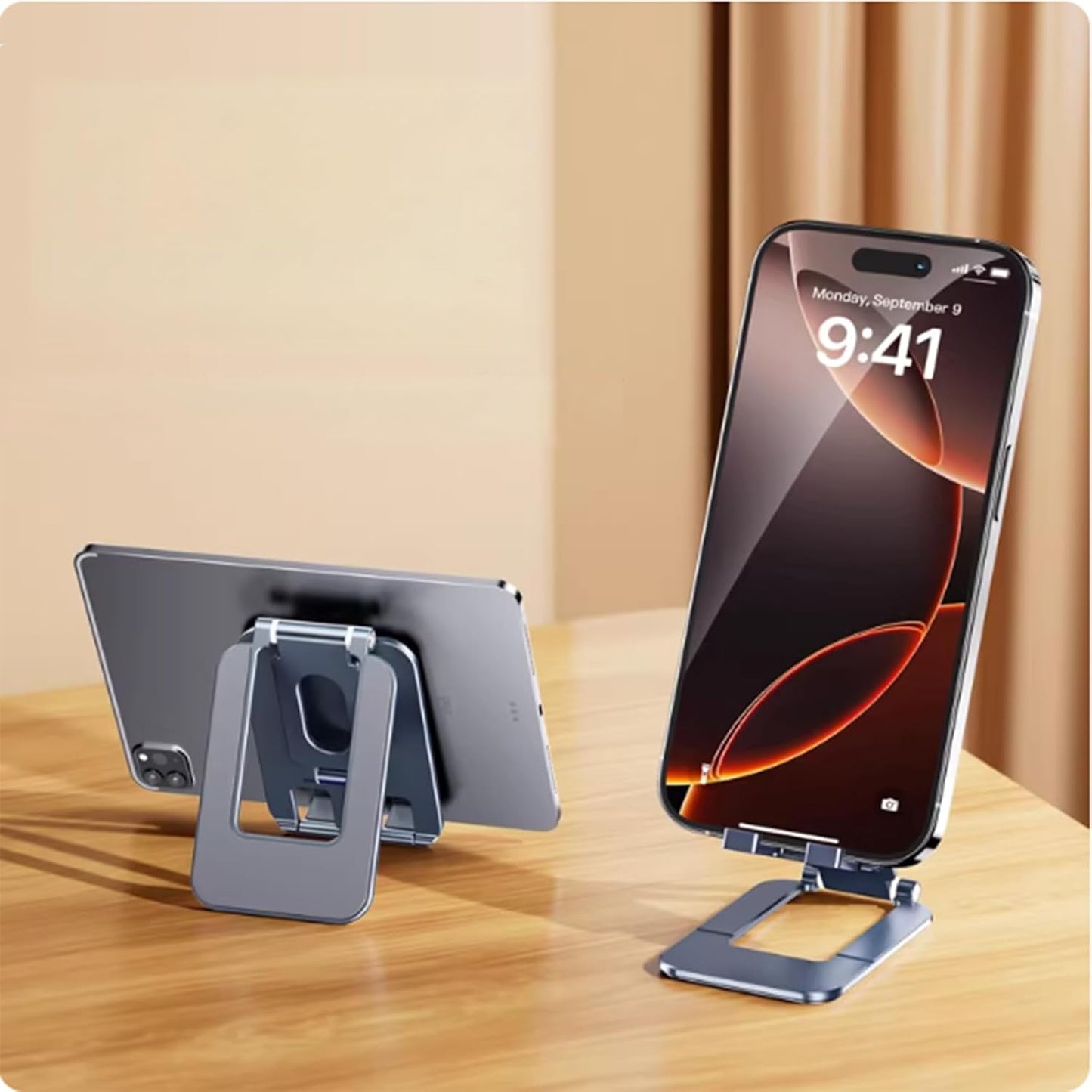 BONERUY Foldable Phone Stand, Compact Aluminum Mini Cell Phone Holder for Desk,Desktop Portable & Adjustable Folding