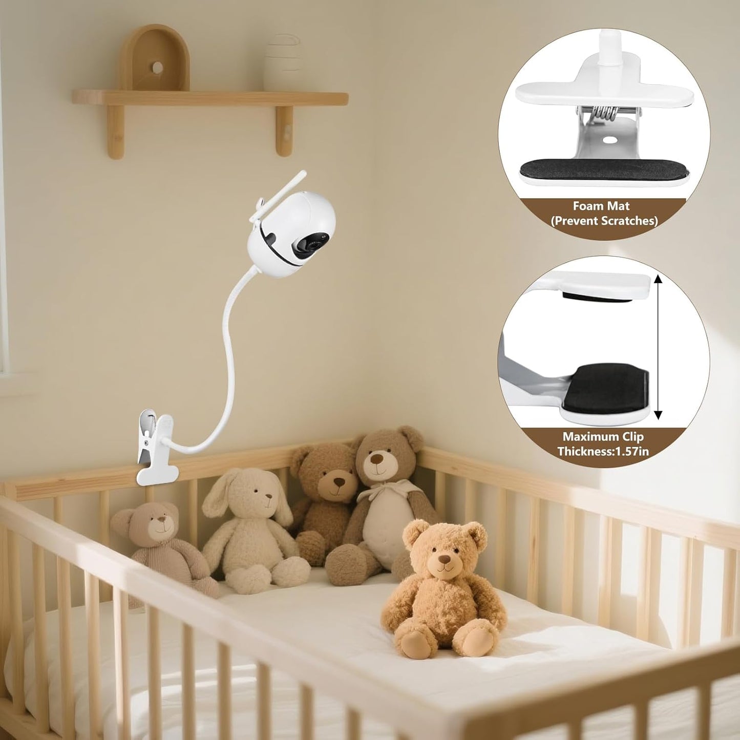 GAHOGA HB6550/HB6560/HB6148/HB6240//HB66/HB6339, SM935E Baby Monitor Clip Mount for HelloBaby ANMEATE Adjustable Clamp