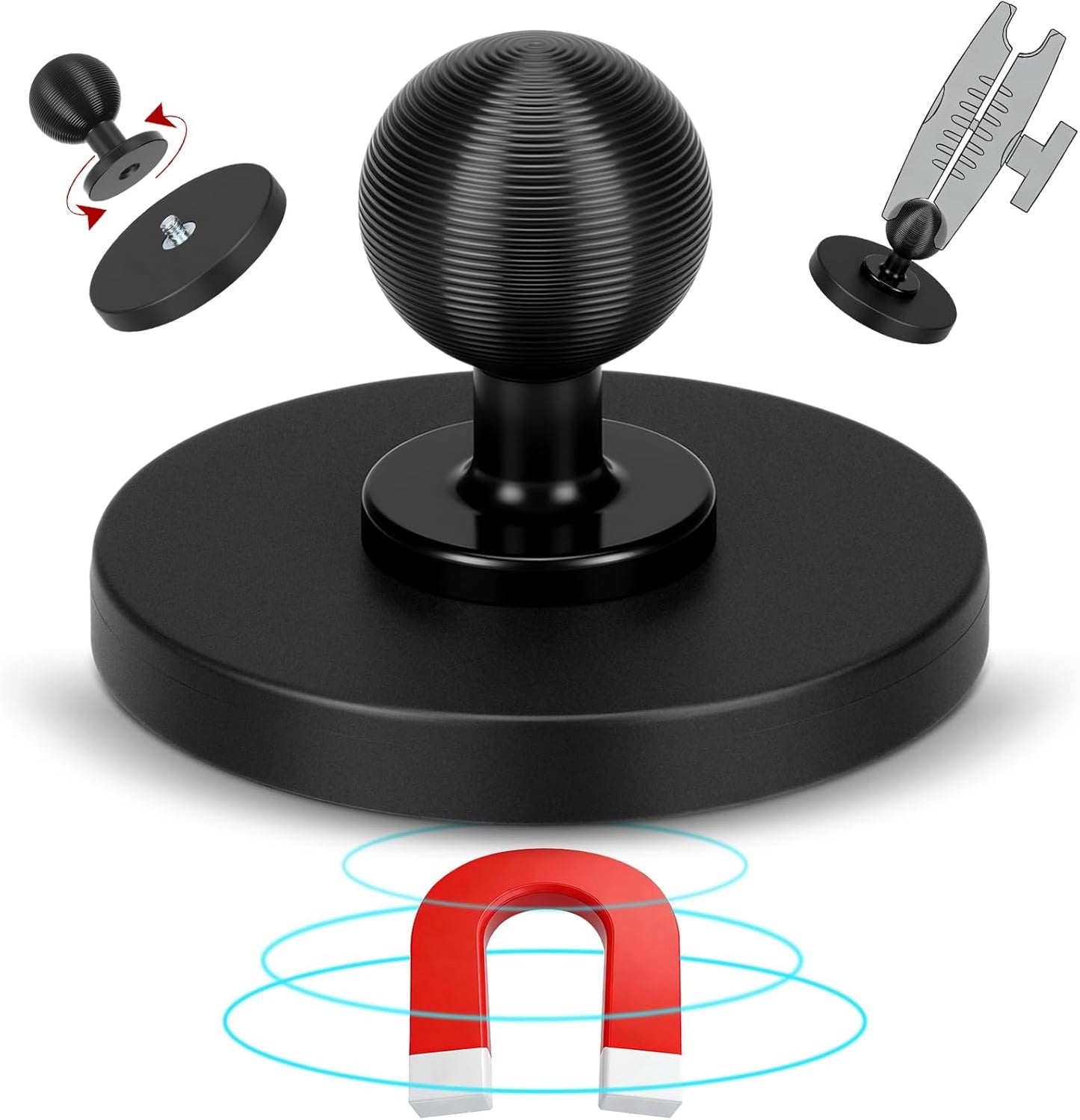 Youyole 66 mm (2.6) 25 mm (1 Inch) Diameter Round Magnetic Base Aluminum Ball Magnetic Heavy-Duty Ball Magnets Arm