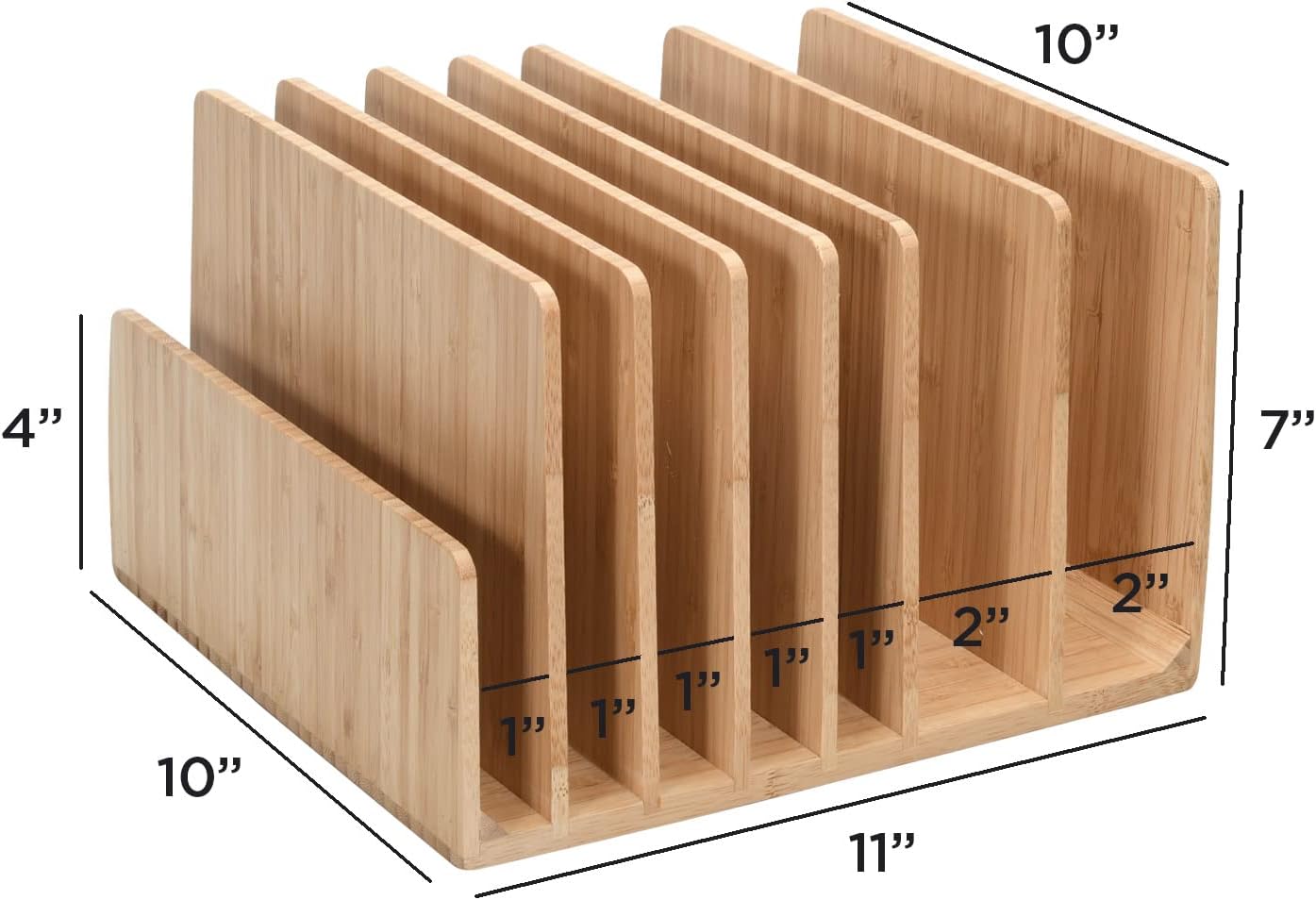 MobileVision 7 Bamboo Device Organizer for Smartphones, Tablets and Laptops, Slots With Extra Wide Slots for Laptops