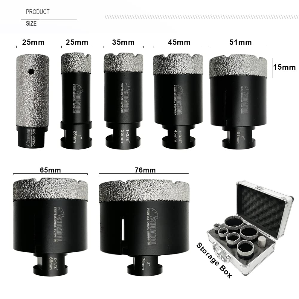 SHDIATOOL Diamond Core Drill Bits 1-1/4 Inch for Hard Stone Concrete Marble Granite Brick Laser Welded Dry or Wet Hole Saws
