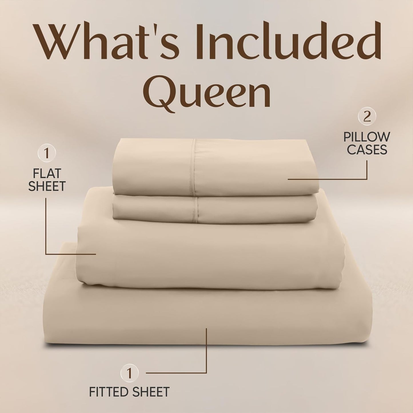 Utopia Bedding Queen Size Sheet Set - Soft, Breathable Microfiber, 4-Piece in Sand | Oeko-Tex Certified