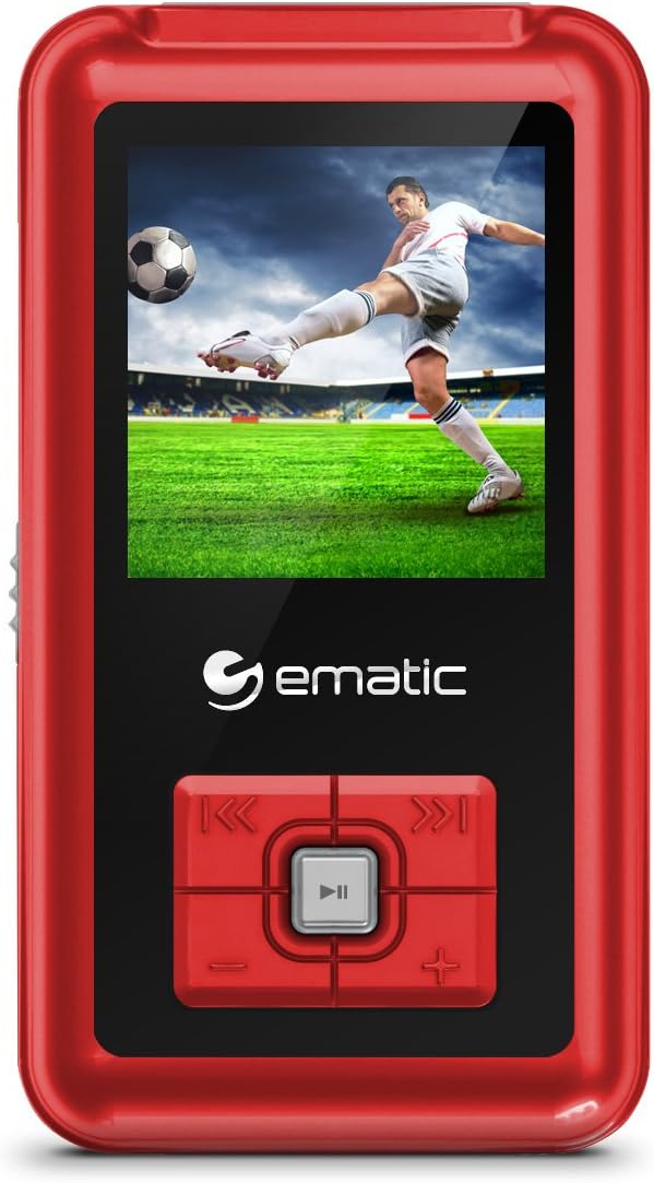 Ematic 8GB MP3 1.5-inch Video Player with FM Tuner/Recorder and Color Screen, Red
