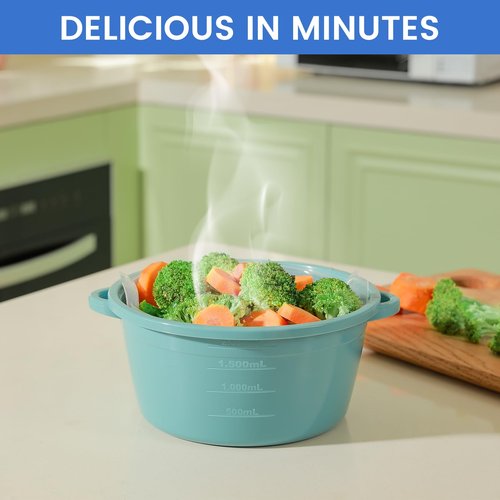 Bronkeeper Microwave Steamer for Vegetables, Microwave Cookware with Lid, 2.5L Capacity, Perfect Cooker Bowl for Steaming Broccoli & Pasta