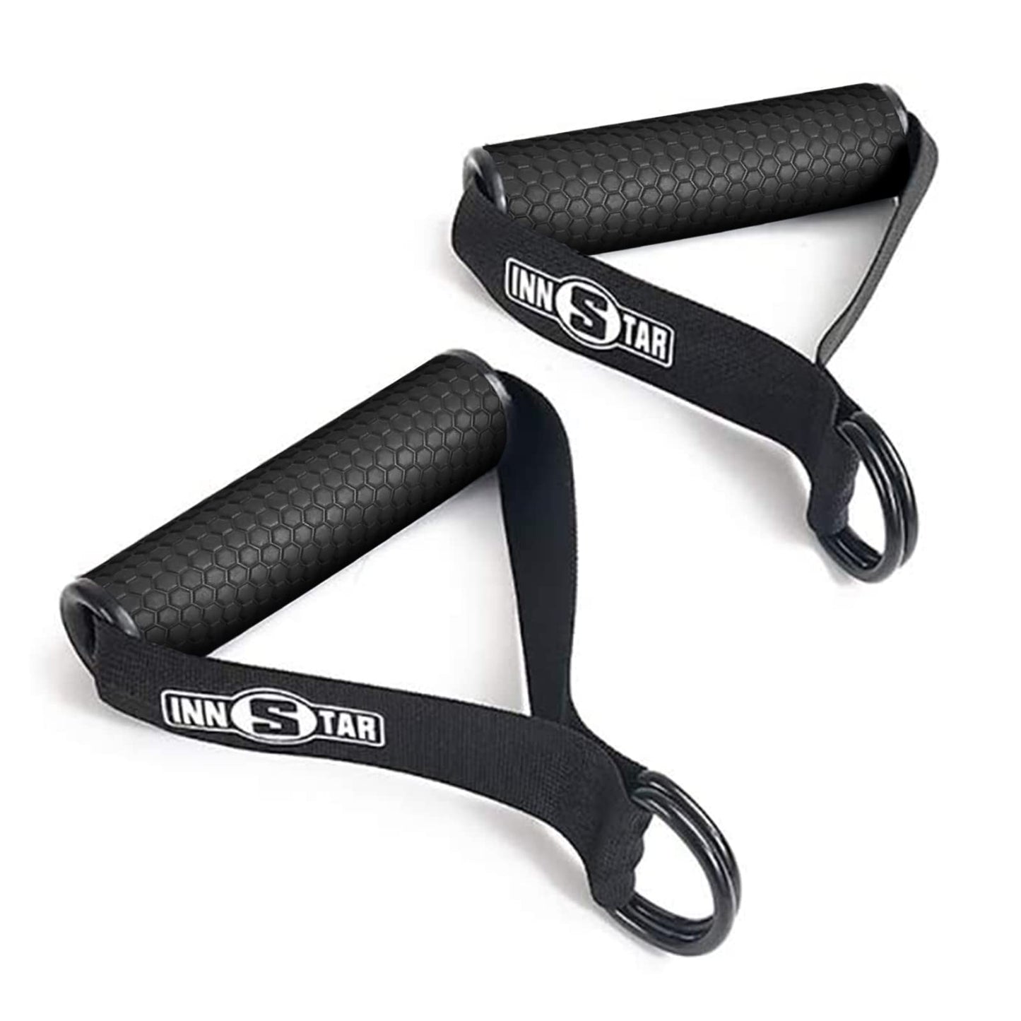 INNSTAR Cable Handles Gym Equipment, Heavy Exercise Handles with Solid ABS Core Grips, D Handle Cable Attachment, Cable Machine Handles, Gym Handles for Cables (Set of 2)