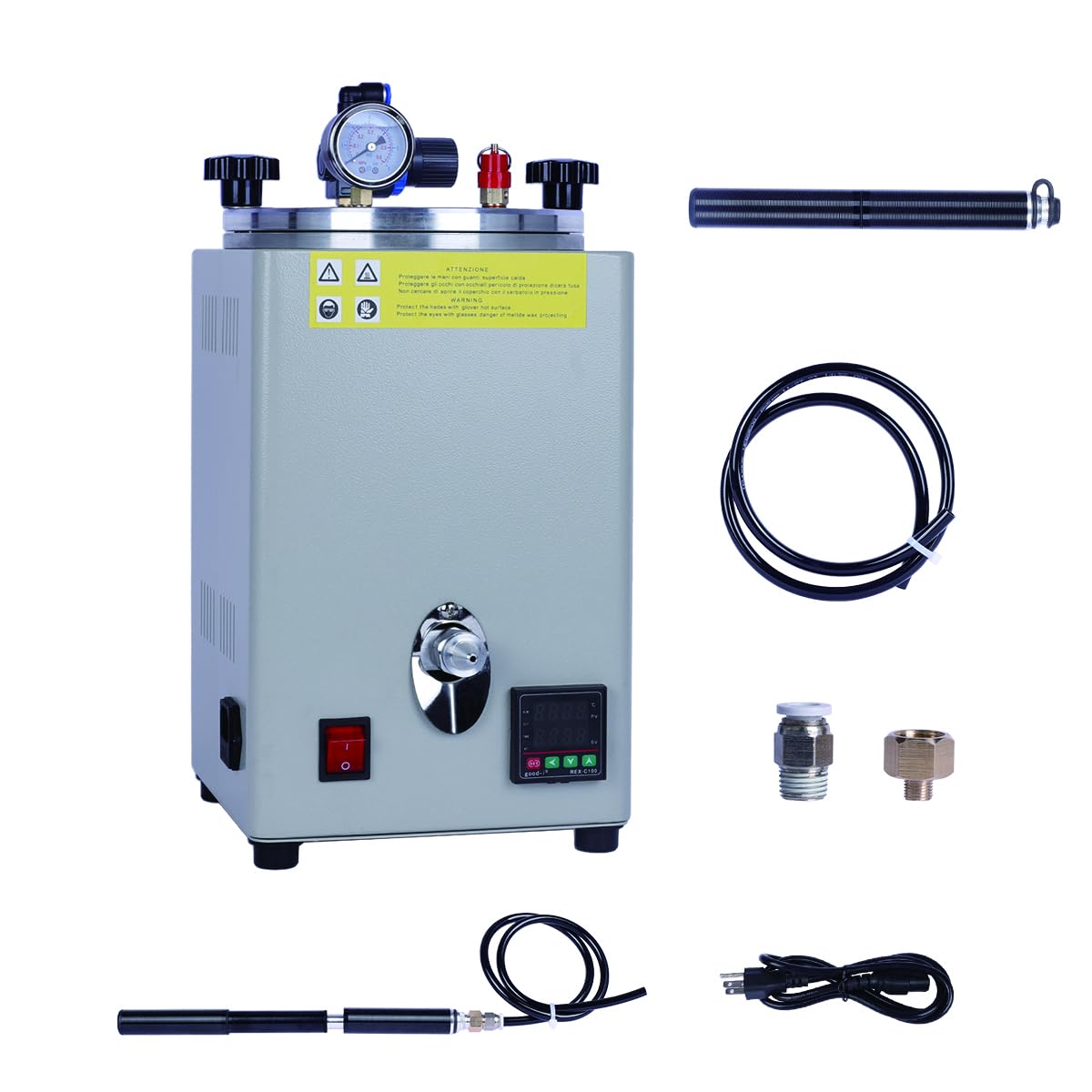 110V Square Manual Pumping Press urized waxing Machine, 0℃-110℃ Adjustable Temperature waxing Machine, Melting Wax Making Wax Jewelry Casting Machine.