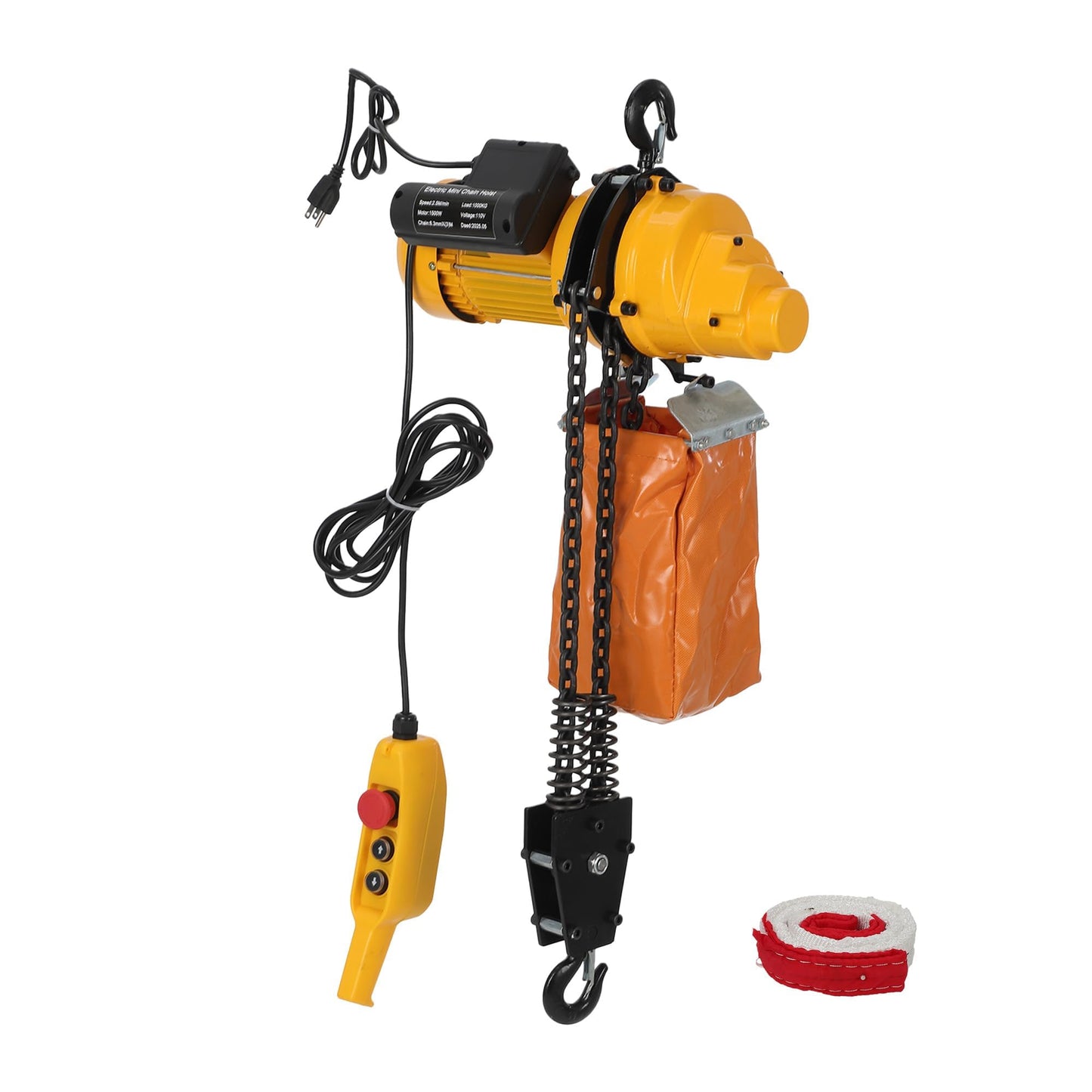1100 lbs Electric Chain Hoist, 15 FT Lift Height, 120V Single Phase Electric Hoist, G100 Chain Fall, 10 FT Remote, Engine Lifter for Garage, Shop, Home, Overhead Chain Crane