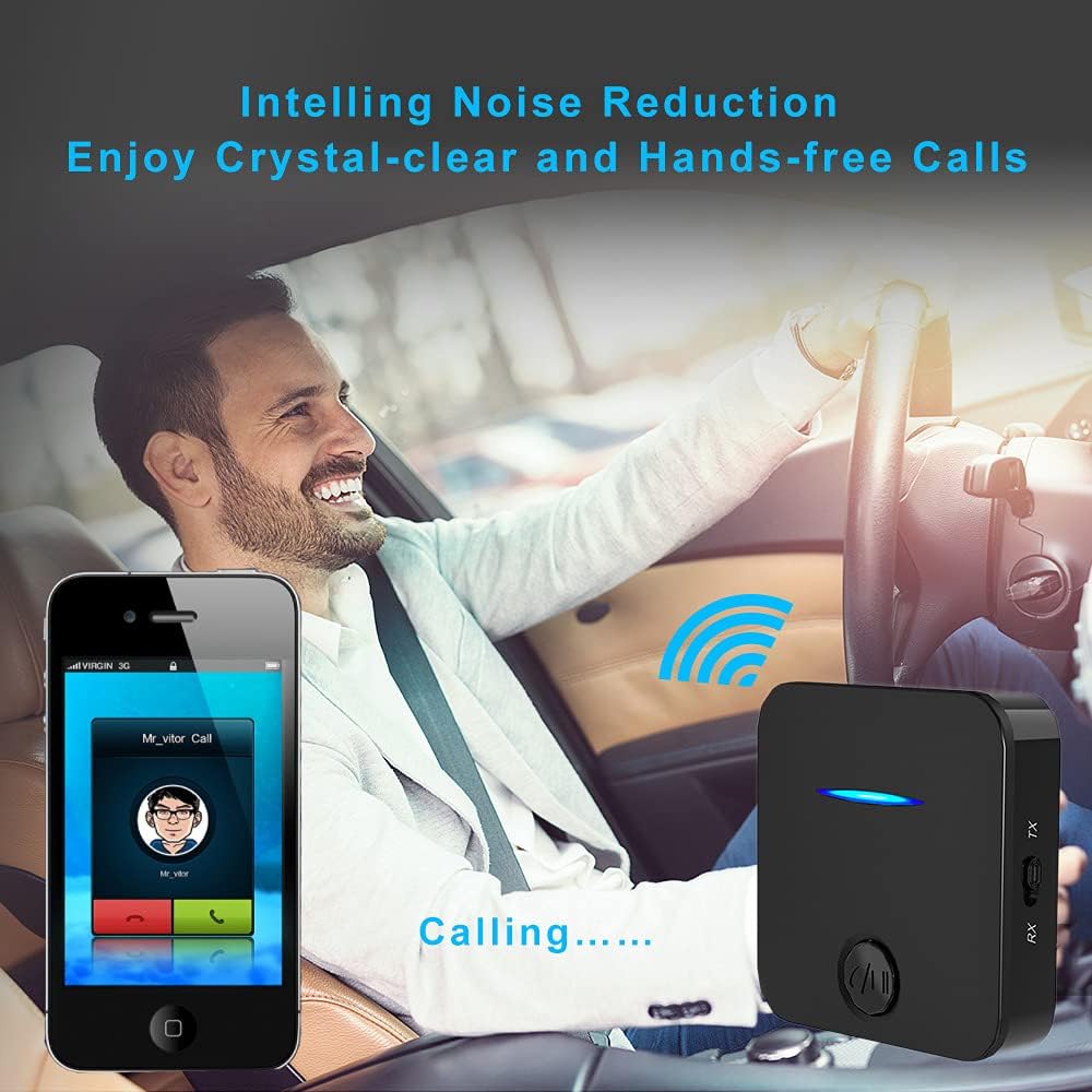 BCletty 5.4 2-in-1 Bluetooth Transmitter and Receiver, Wireless Audio Adapter with Built-in Microphone for Car, TV