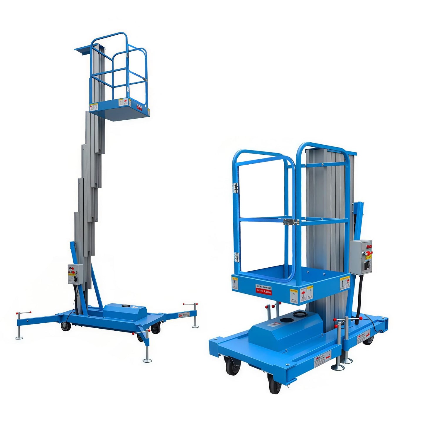 Electric Hydraulic Man Lift Aluminum Alloy Mobile Scaffolding Platform, 26.5ft Max Lifting Height, 275lbs/125kg Rated Load for Warehouse, Construction & Maintenance (Single Support, 26.5ft/8m)