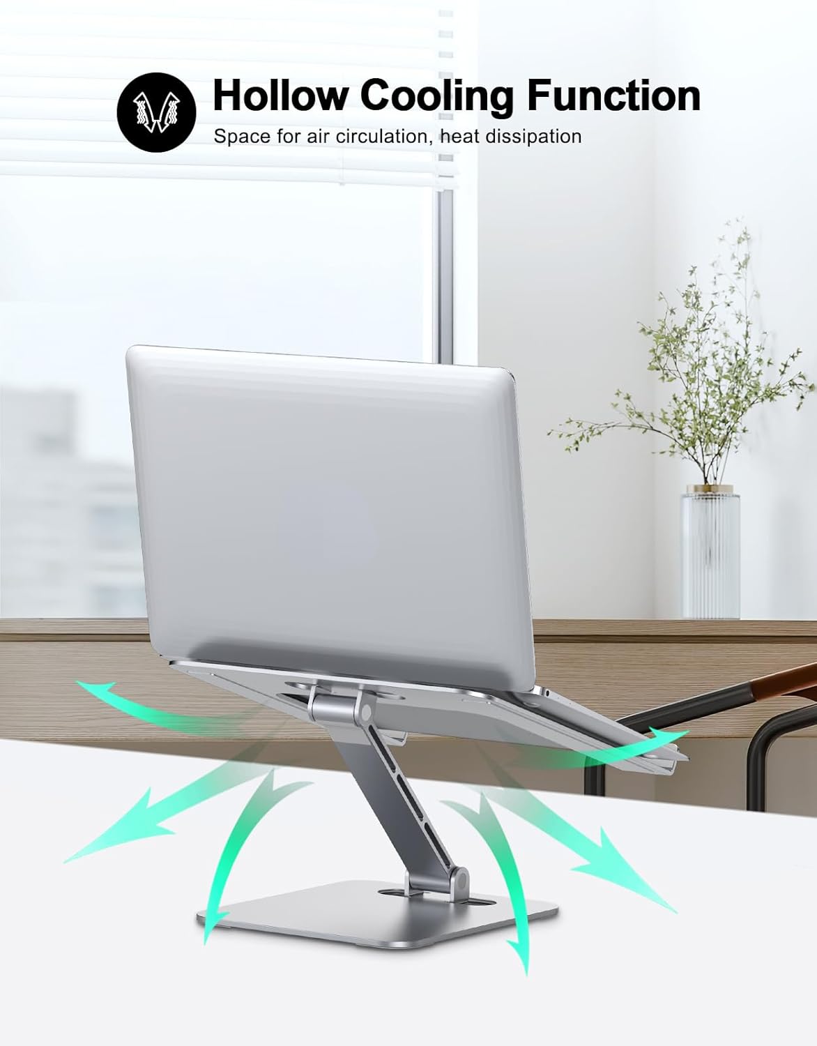 RIWUCT 10-16" Foldable Laptop Stand, Height Adjustable Ergonomic Computer Stand for Desk Lecterns Riser, Aluminum