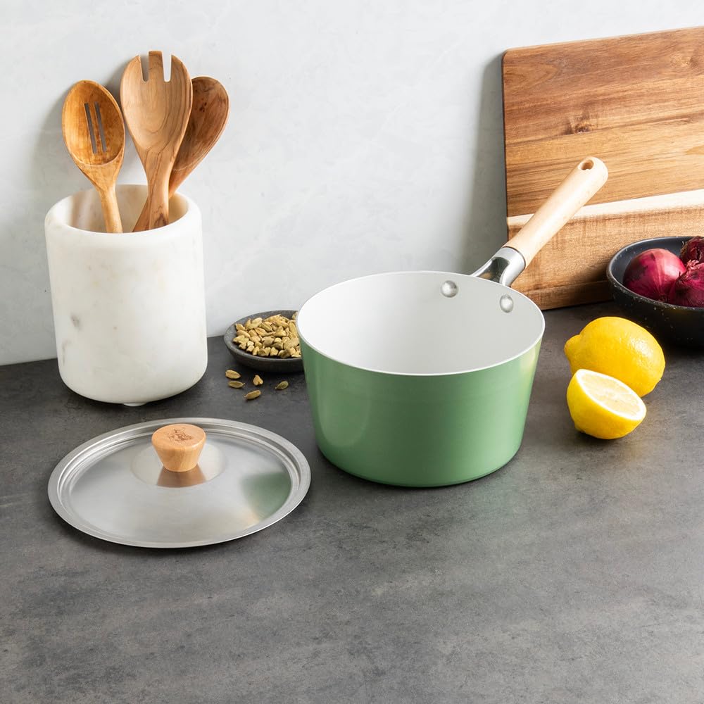 Nordic Ware Cardamom Ceramic Nonstick 3 Quart Saucepan with Lid