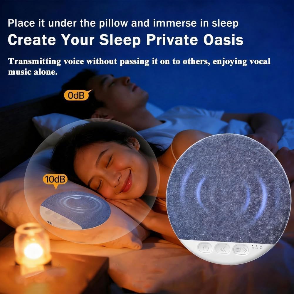 Generic 5.4 30/60 Bluetooth Pillow Speaker, Mini Portable Under Pillow Speaker with White Noise Timer, Ultra Slim