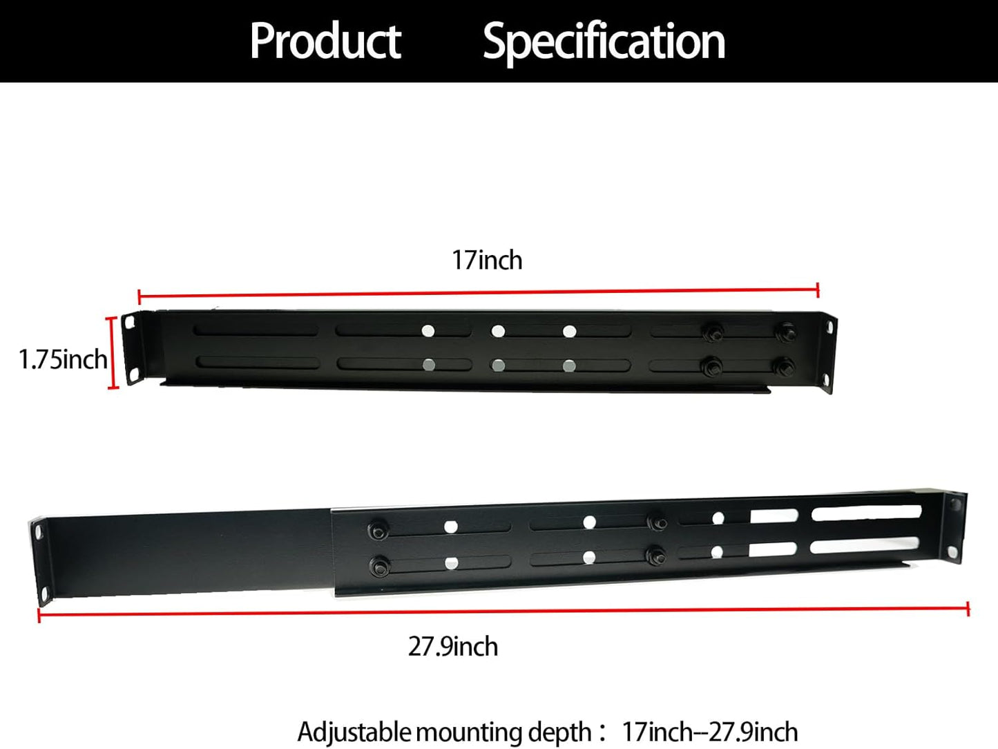 Suprwin 1U 4-Post 17"-27.9" Depth,110 Lbs Server Rack Rails, Universal Rack Mount Rails Fit for Dell Compaq Hp IBM APC