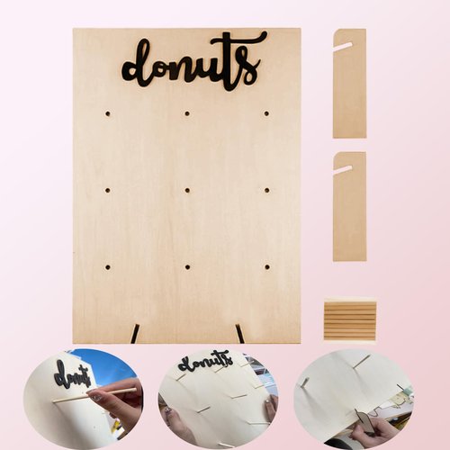 fghuim Donut Wall Donut Display Board Donut Stand Wood Decorate for Wedding Birthday Baby Shower Treat Party Decoration.
