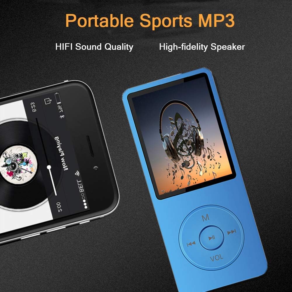 Dyzeryk MP3 16GB 128GB Player, Music Player with Micro SD Card, Build-in Speaker/Photo/Video Play/FM Radio/Voice