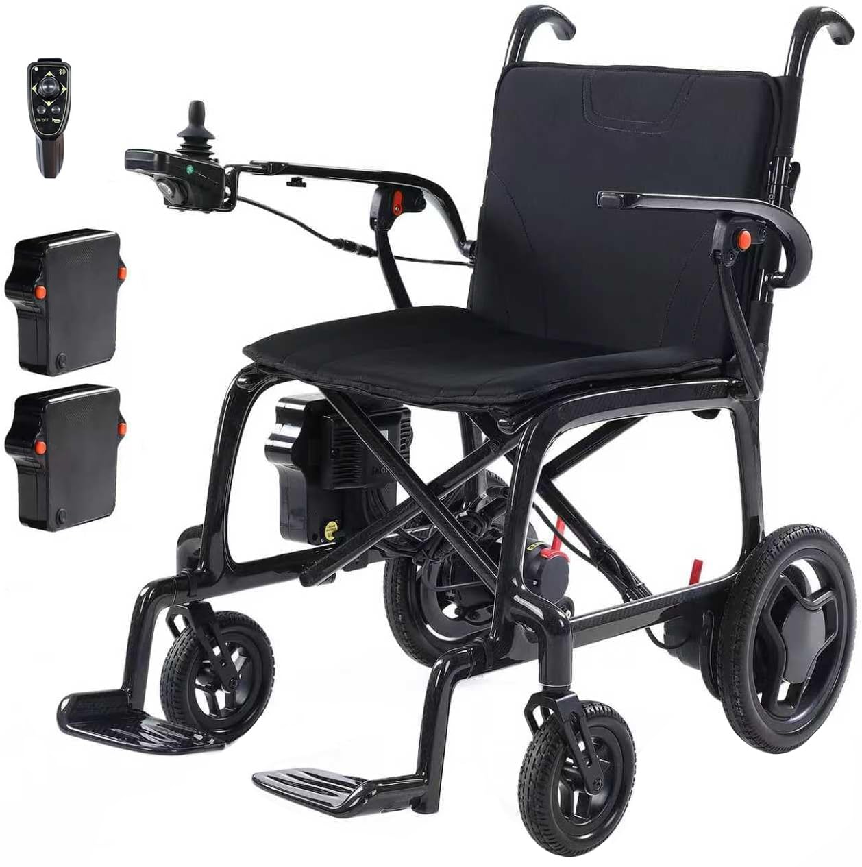 22 lbs Ultra-Light Carbon Fiber Electric Wheelchair with Remote Control & Dual Batteries – Foldable Power Chair for Adults, Airline Approved，Travel & Daily Use