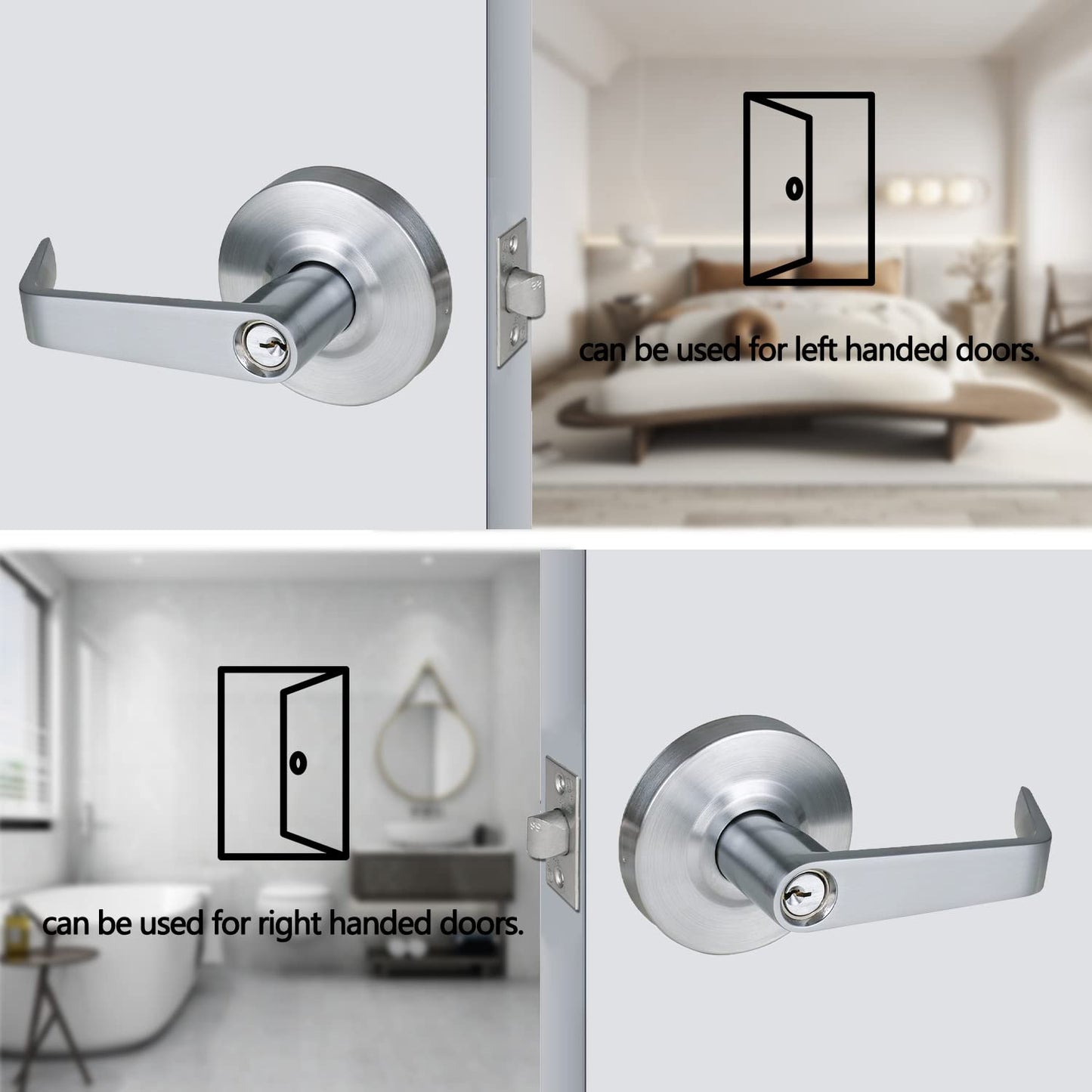 HISAFE Commercial Keyed Entry Door Handle & Commercial Privacy Door Handle