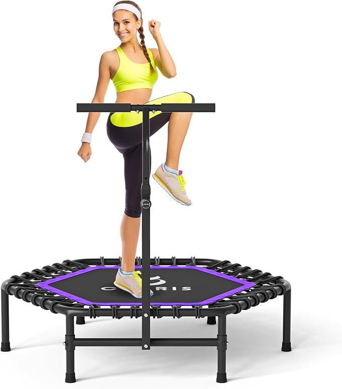 CLORIS 45'' Rebounder Trampoline for Adults - Max Load 450lbs, Mini Trampoline with Adjustable Foam Handle Indoor/Outdoor Fitness Body Exercise