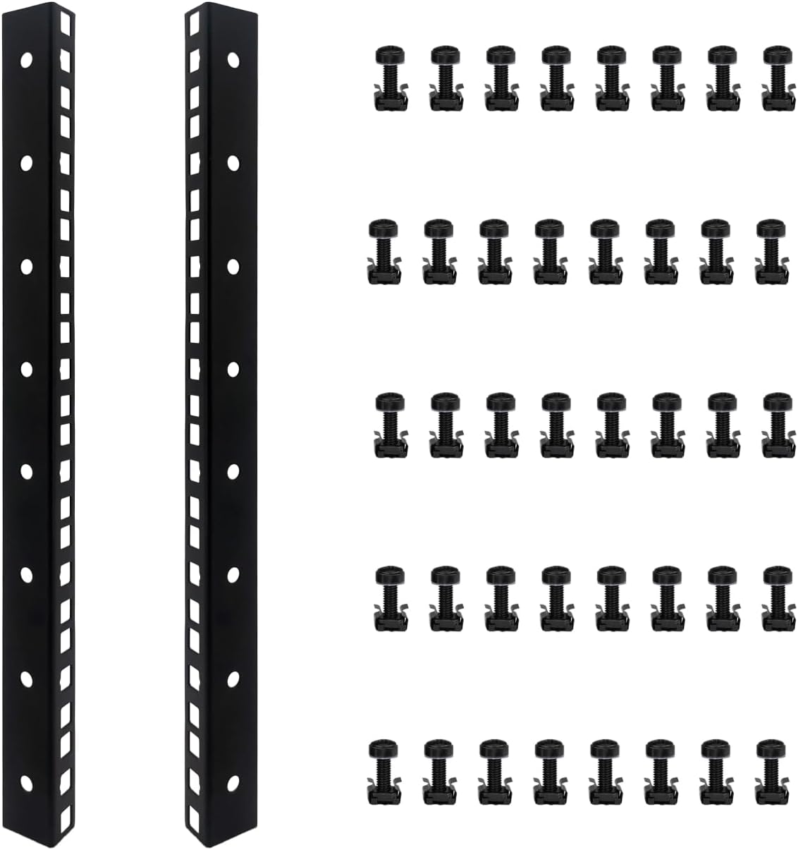 fmuser 8U M6 Set Rack Rails with Rack Mount Screws and Cage Nuts for DIY Server and Network Switch Racks