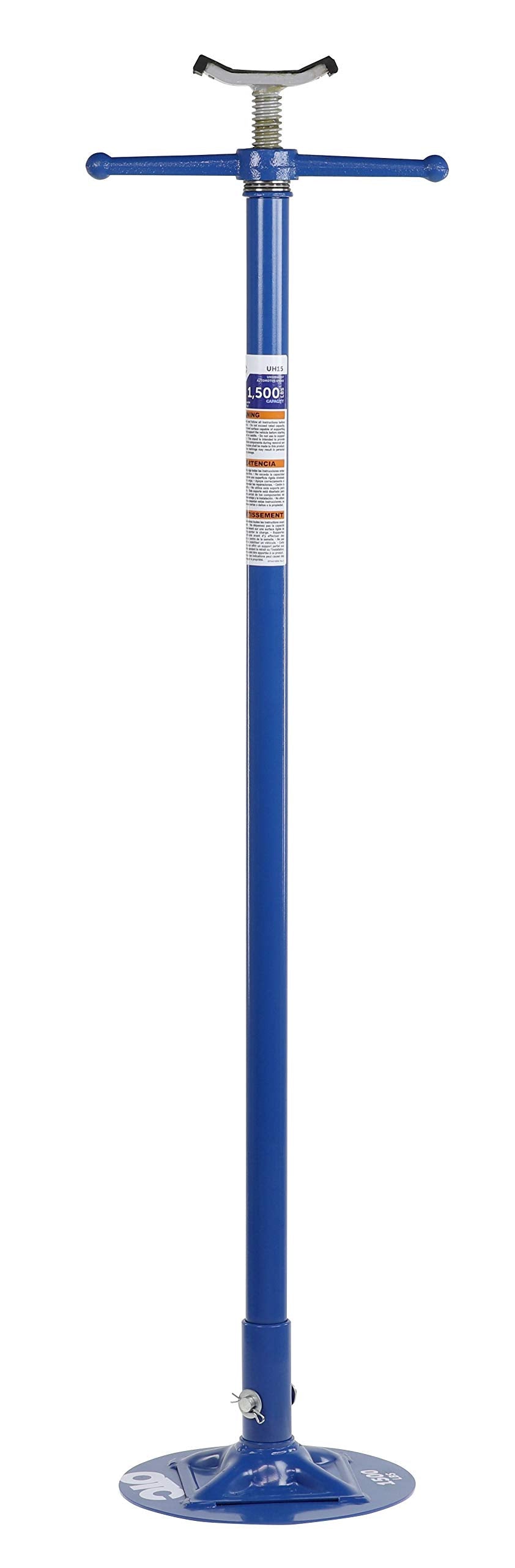 OTC UH15 1,500 lb. Capacity Under Hoist Auxiliary Stand Features a 54-1/4" to 80-3/4" Height Range, Compact 11-7/8" Footprint, and 5-1/4" x 1-1/4" U Shaped Saddle