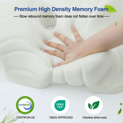 Cervical Neck Pillow - Cooling Pillow for Neck Pain Relief, Side Sleeper Pillow, Ergonomic Neck Pillow, Contour Orthopedic Memory Foam Pillows for Side Back Stomach Sleepers with Pillowcase