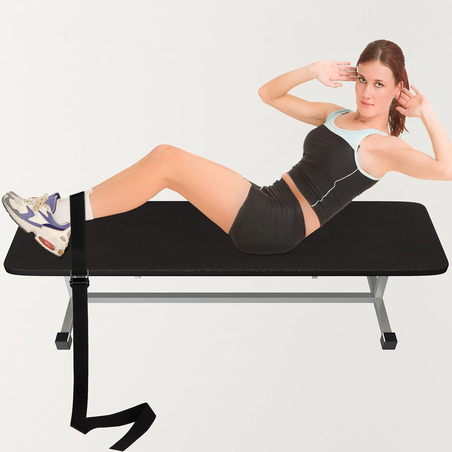 Nordic Strap Nordic Hamstring Curl Strap Bench Hamstring Fitness Curl Belt Gym Leg Exercise Assisted Belt Leg Muscles Exercising for Home Gym Women Men, Black