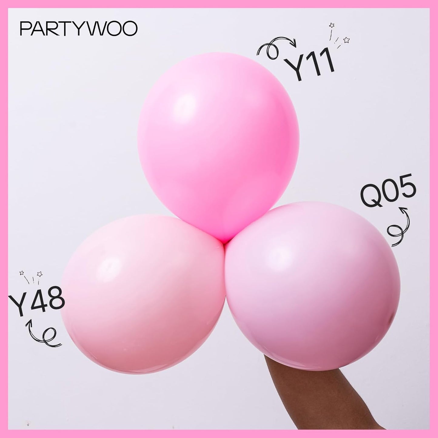 PartyWoo Pink Balloons - 100pcs Matte Pink Balloon Arch Kit for Baby Shower & Birthday Decor | Various Sizes