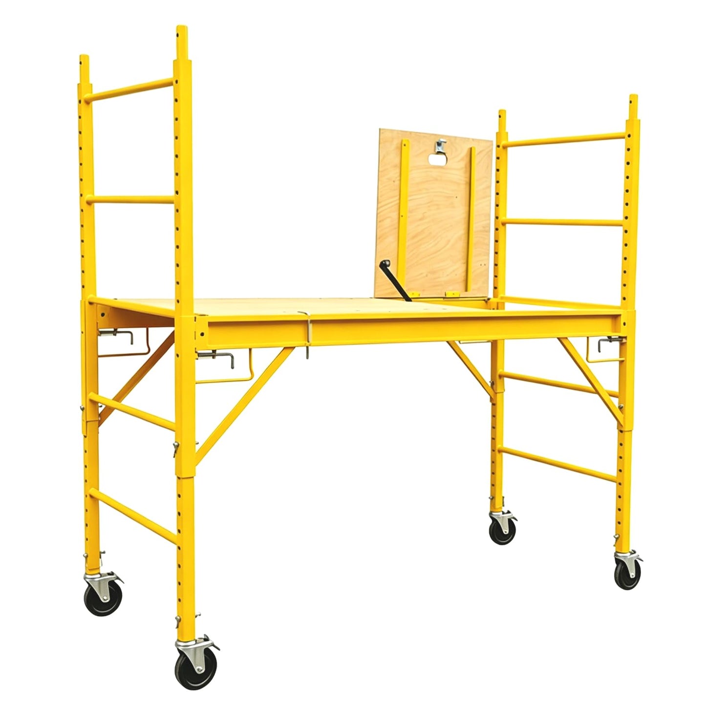 YZSPMS 6.25 ft Baker Style Rolling Steel Scaffold with Hatch Deck - 1000Lbs Capacity, Locking 5" Casters, Height Adjustable in 2" Increments, for Painting/Electrical/HVAC