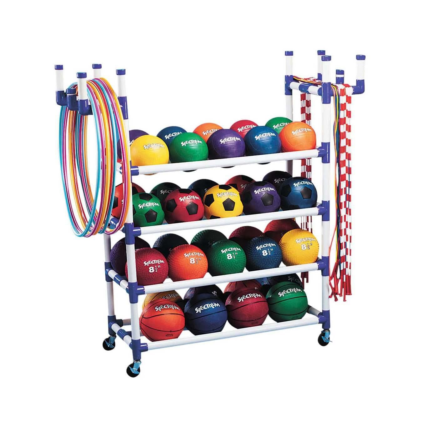 S&S® Roll 'N Go Rack - Storage Rack for Balls, Hoops & Jump Ropes - Large Capacity - Indoor/Outdoor