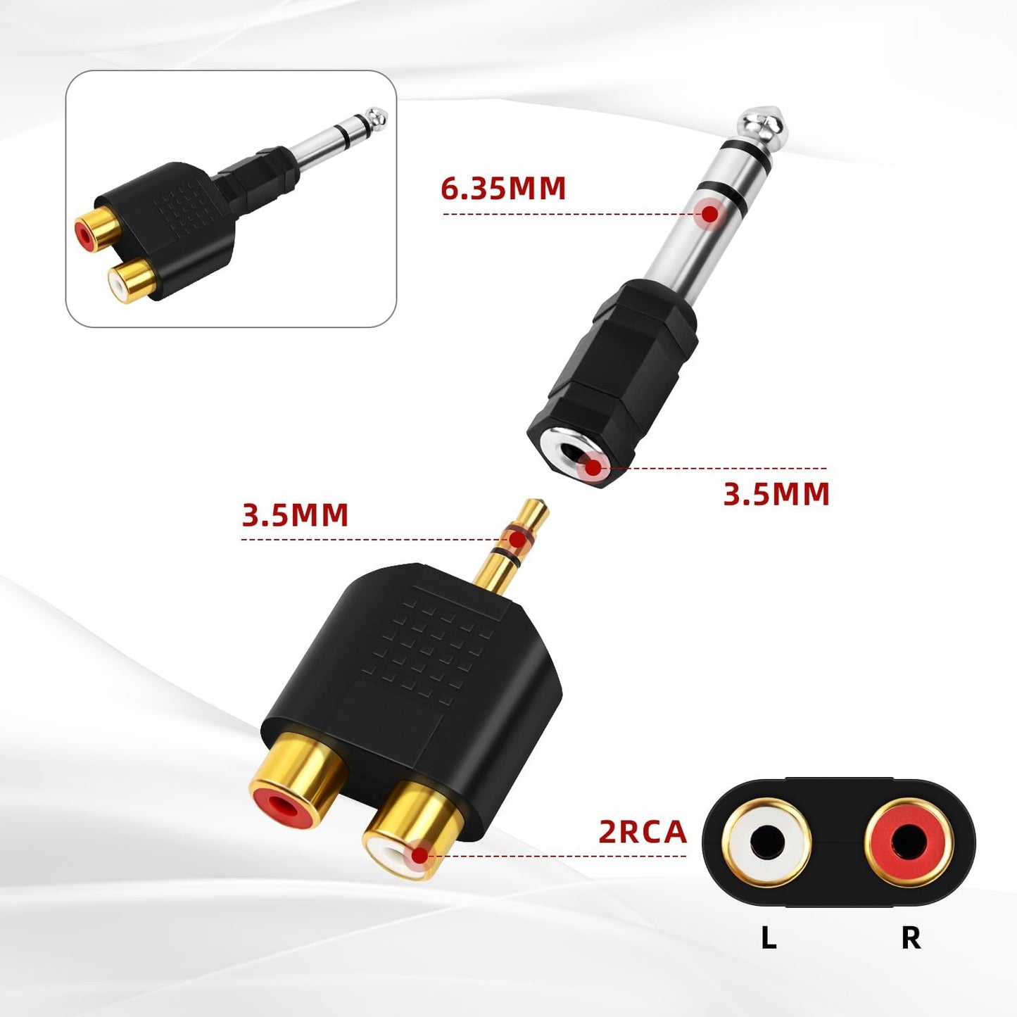 SolidSS 2 Pack 3.5mm 1 Gold Plated Stereo to Audio Splitter,Stereo Male and Accessory,Dual RCA Female Audio Branch