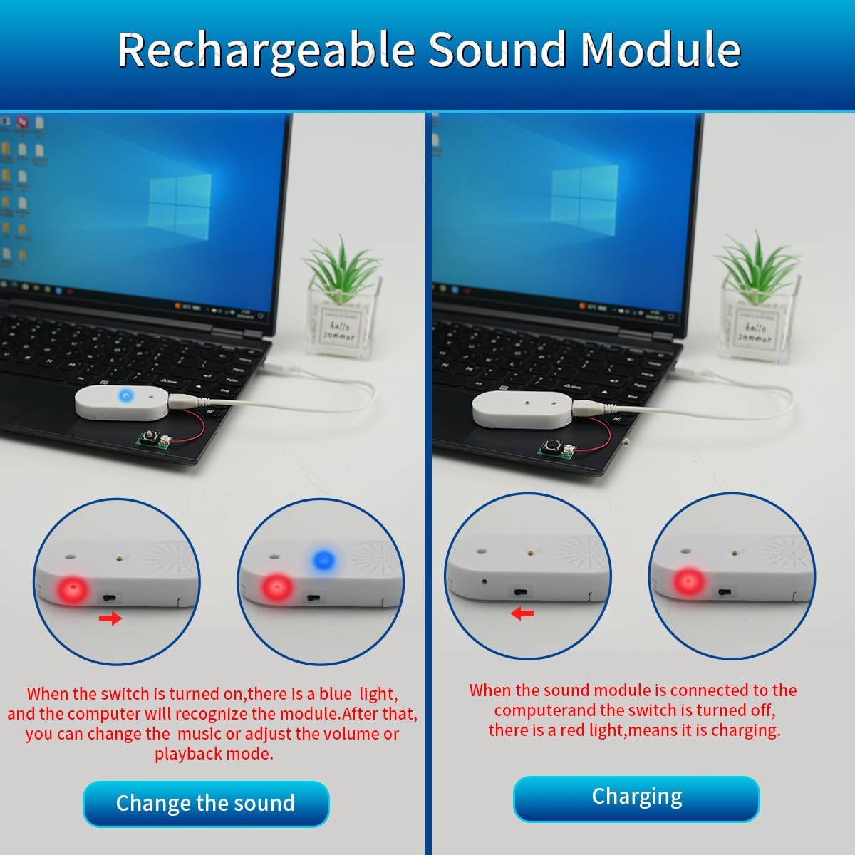 JRGKJCP Chip,16MB MP3 Sound Module Voice Push Button Control Activated Audio Box for Gift Box,Crafts, Christmas,New