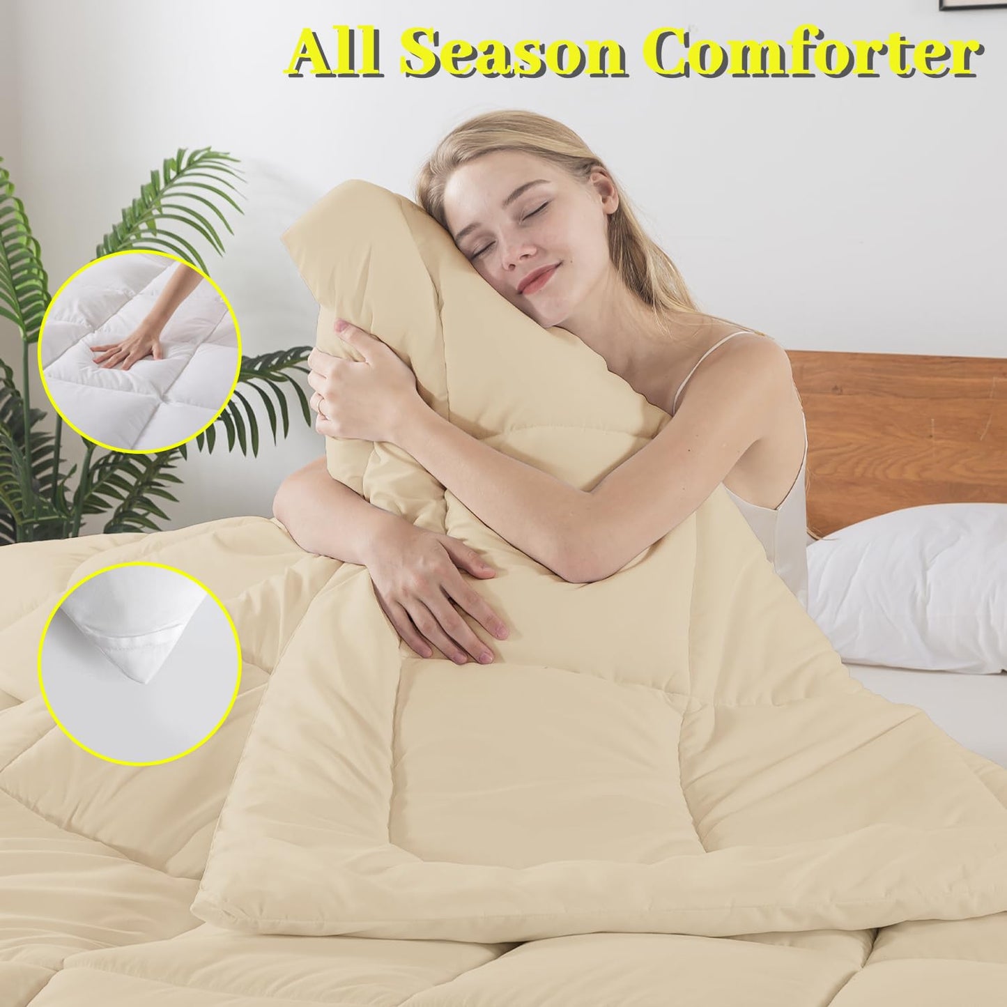 BedTreat Down Alternative Comforter King Duvet Insert With Corner Tabs, All Season Quilted Lightweight Quilt, Box-Stitched White Microfiber Bedding, Machine Washable