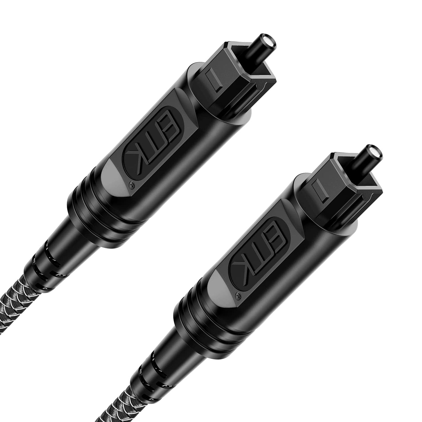 [3 Feet/1M] PS4, (Black1) EMK Digital Optical Audio Cable - Slim Nylon Braided Toslink Fiber Optic Cable for Sound Bar