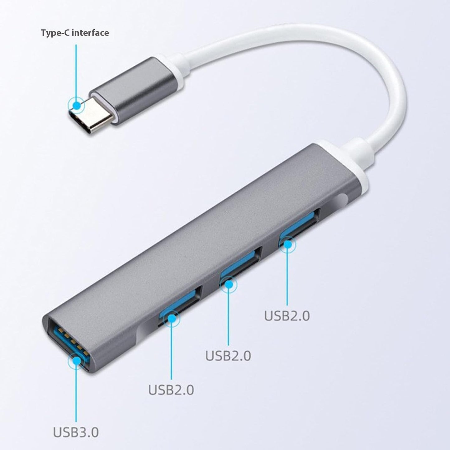 TENYELE 3xUSB2.0+1xUSB3.0 USB C Splitter Cable USB C/USB Male To Data Transfer Docking Station For PC Keyboards Gaming