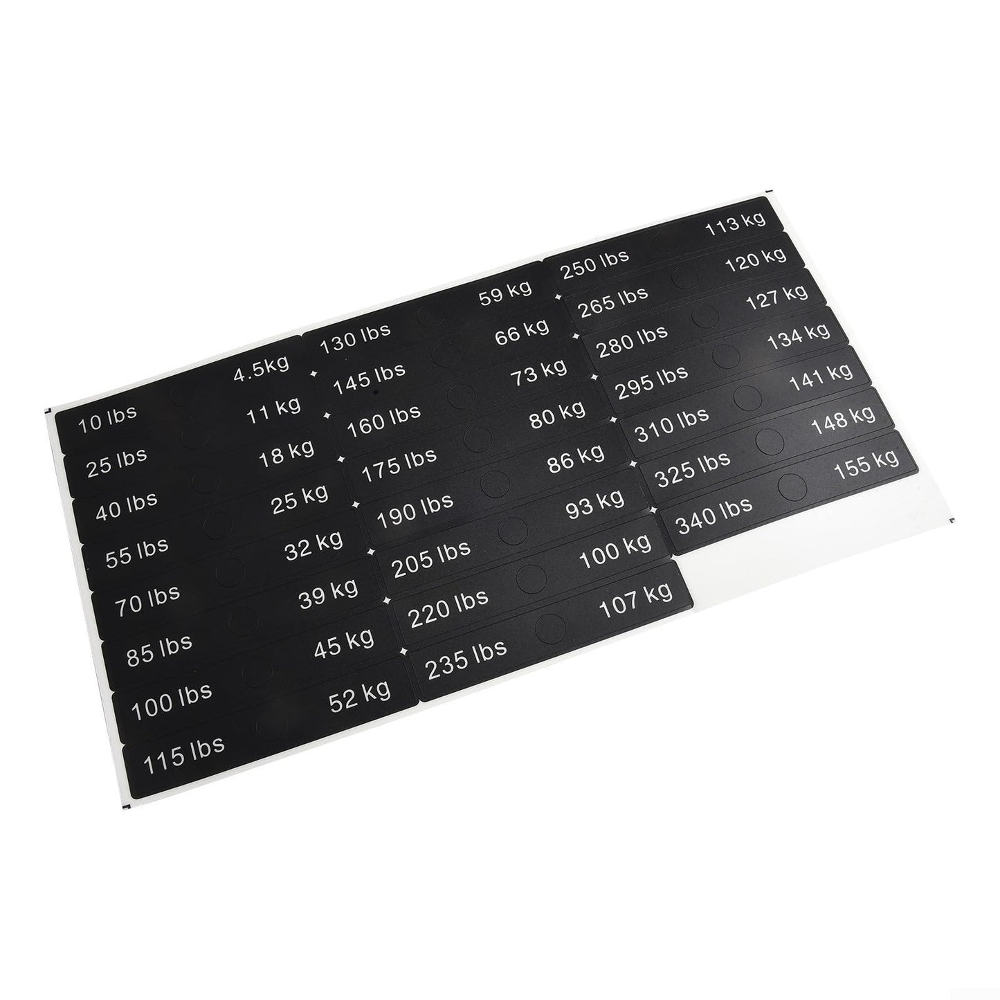 Fitness Equipment Weight Stickers Gym Weight Stack Label PP Weight Stickers(10LB-340LB)