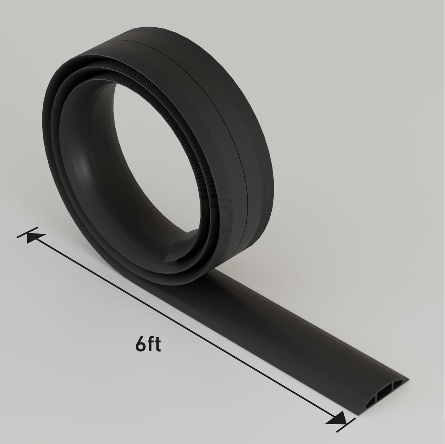 D-Line 6ft 0.63" 0.31" Floor Cord Cover, Cable Protector, Hide Extension Cords, Protect Cords, Prevent Cable Trips