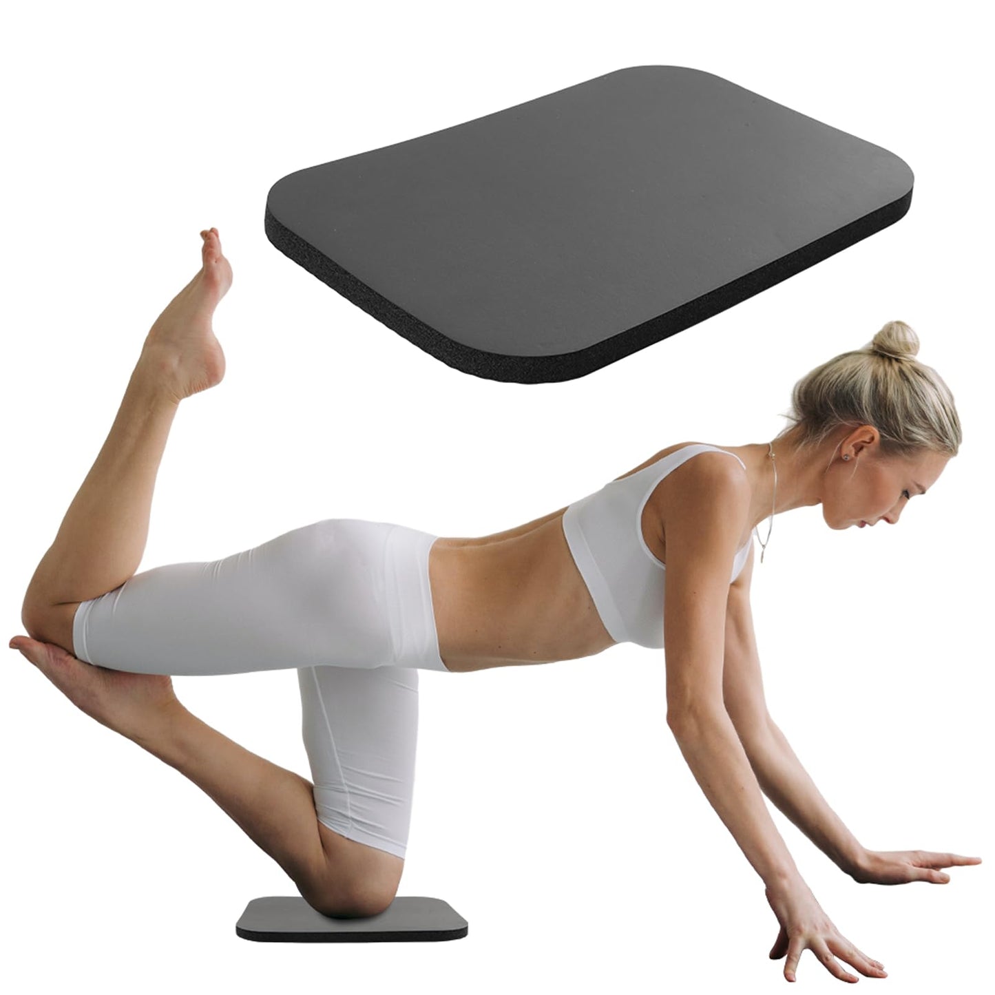 Yoga Knee Pad,High Density Foam NBR Material Yoga Knee Cushion,Clear Up Pain During Exercise,Exercise Pads for Knees Elbows Wrist,Ideal for Pilates and Planks (Black,11.4x7.5x0.59inch)