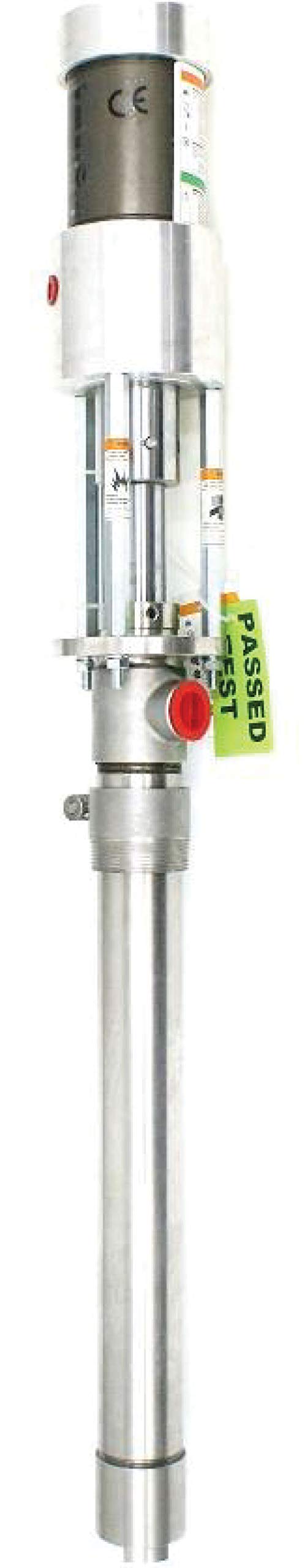 COSMOSTAR P0204 2.5" 2:1 Air Operated Pneumatic Oil/Chemical Transfer Pump (Stainless Steel Type, 5 Gallon Drum), Teflon Packing Piston Pumps 4.0GPM/15LPM, High Fluid Pressure 240 Psi