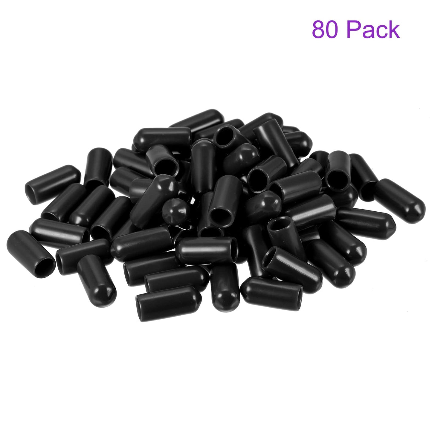 DMiotech 80 Pack 1/4"(6mm) ID Black Screw Thread Protectors Rubber End Caps Bolt Covers for Screw Bolt Furniture Pipe