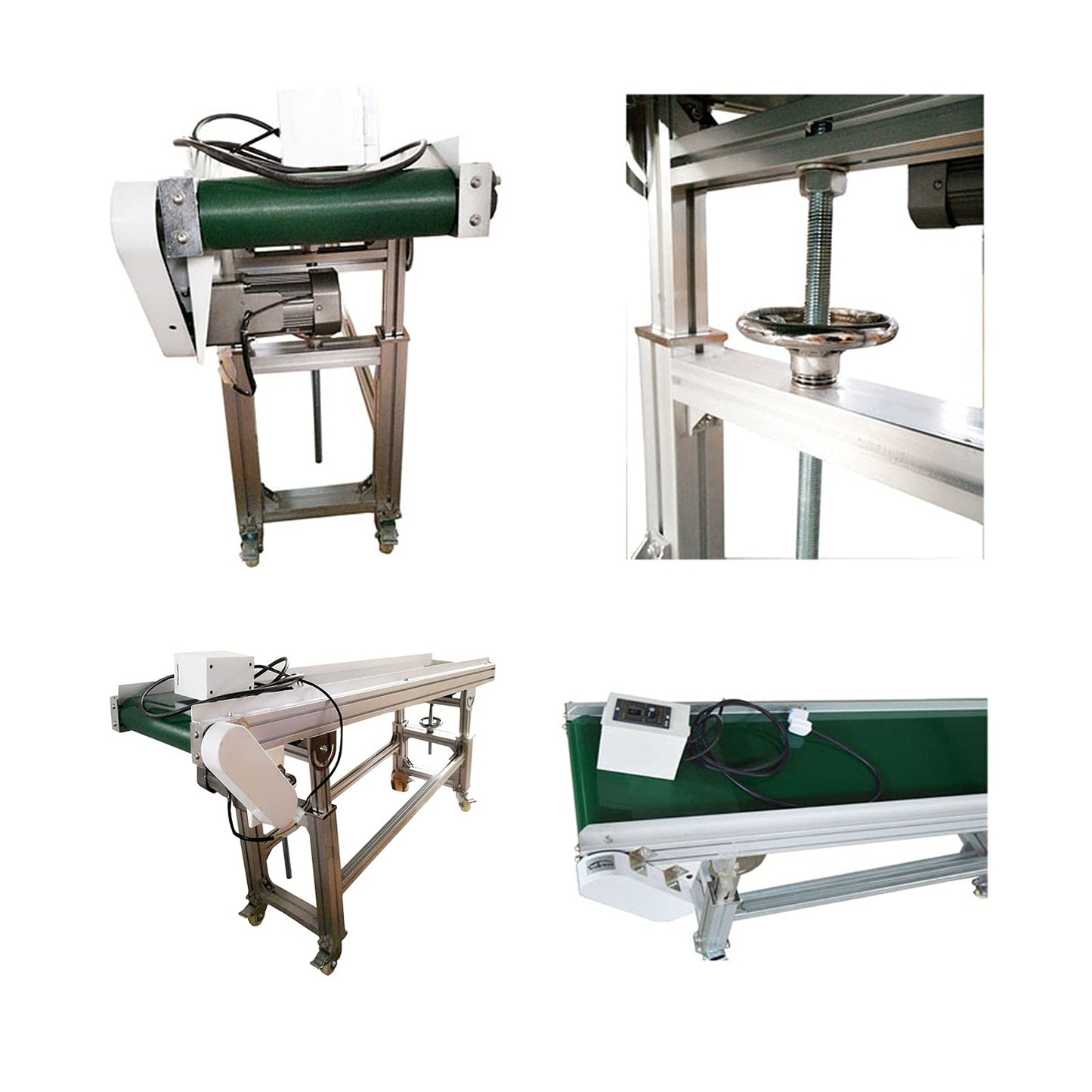 BREVELTION 59inch 110V PVC Inclined Wall Conveyor Belt Double Baffle Green PVC Belt Height Adjustable 15.7inch Wide 120W