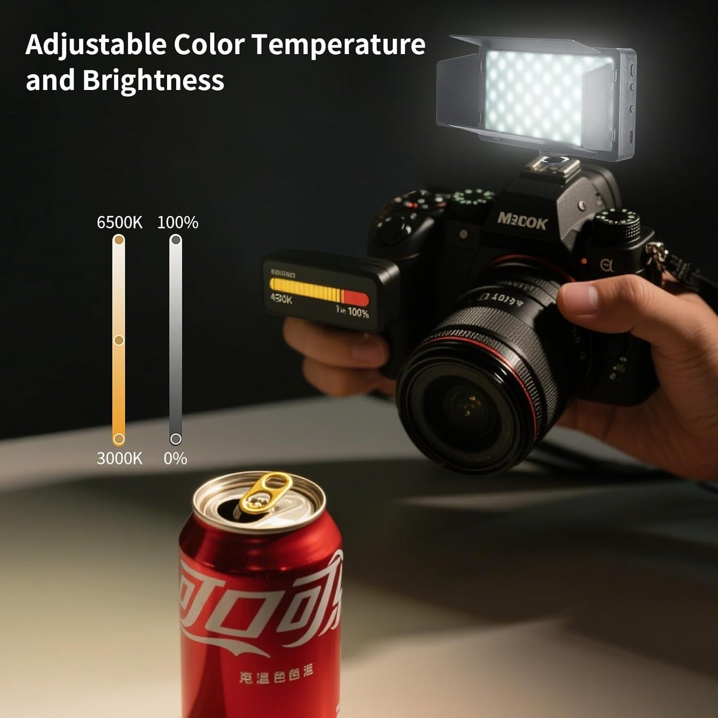 BVMGTT 4000mAh 2800K-6500K (3CCT) LED Video Light, Camera Light for Pictures Video Recording with Battery Support