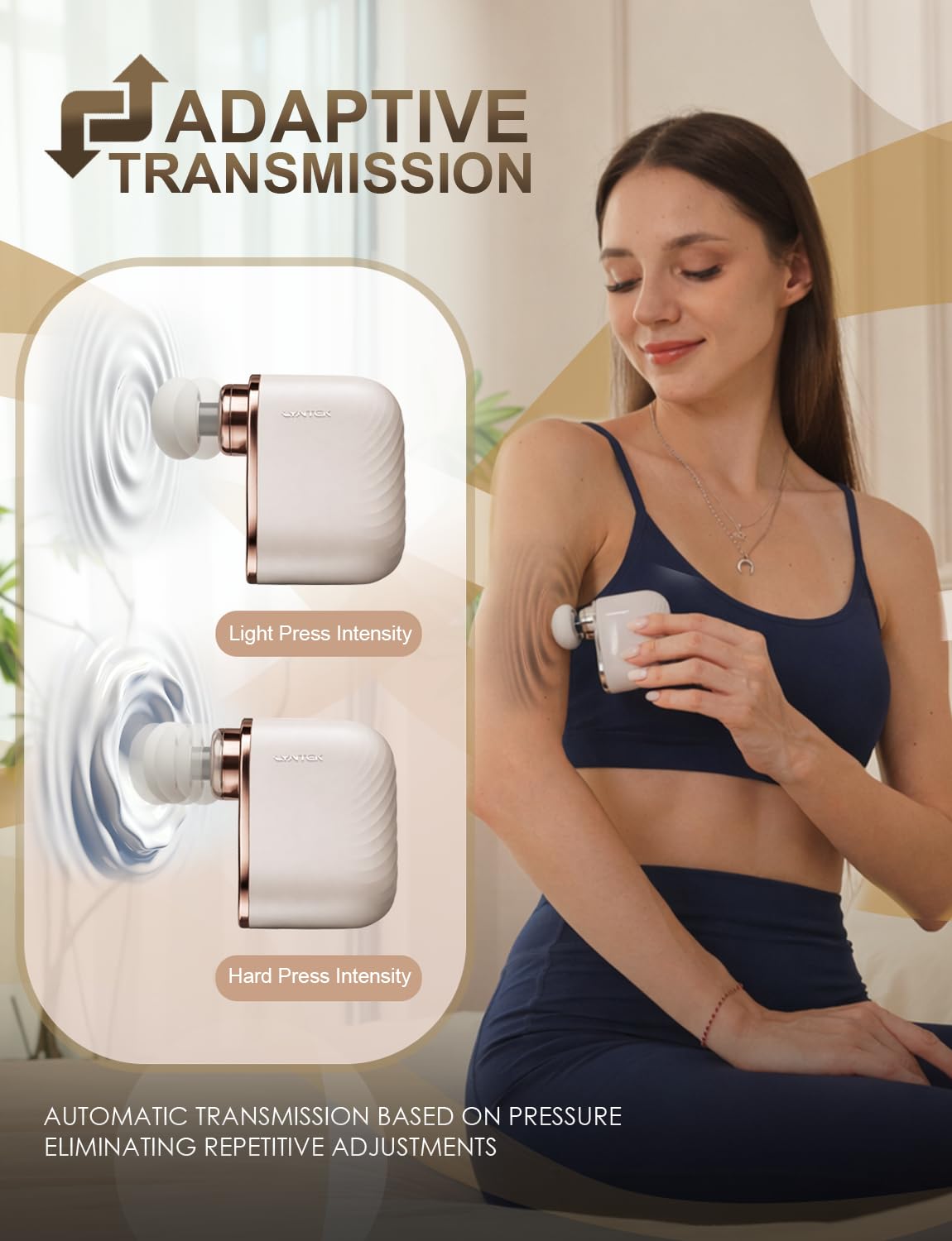 LYNTEK Mini Massage Gun - Small Handheld Muscle Massager with Percussion Deep Tissue, 5 Adjustable Vibration Frequency & 3 Interchangeable Heads - Portable Pocket Massage Gun for Gym, Travel, Office