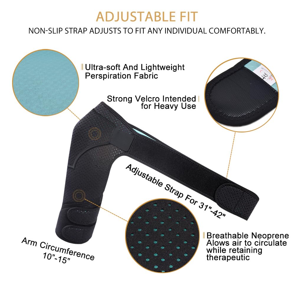 HUEGLO Right Shoulder Brace for Men,Torn Rotator Cuff Support Women Shoulder Stabilizer Brace for Shoulder Pain Relief,Dislocated AC Joint,arthritis