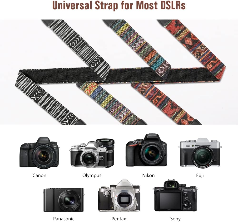 MoKo Camera Strap, Retro Cotton Canvas Woven Strap Universal Shoulder Neck Sling Belt for ALL DSLR/SLR Cameras