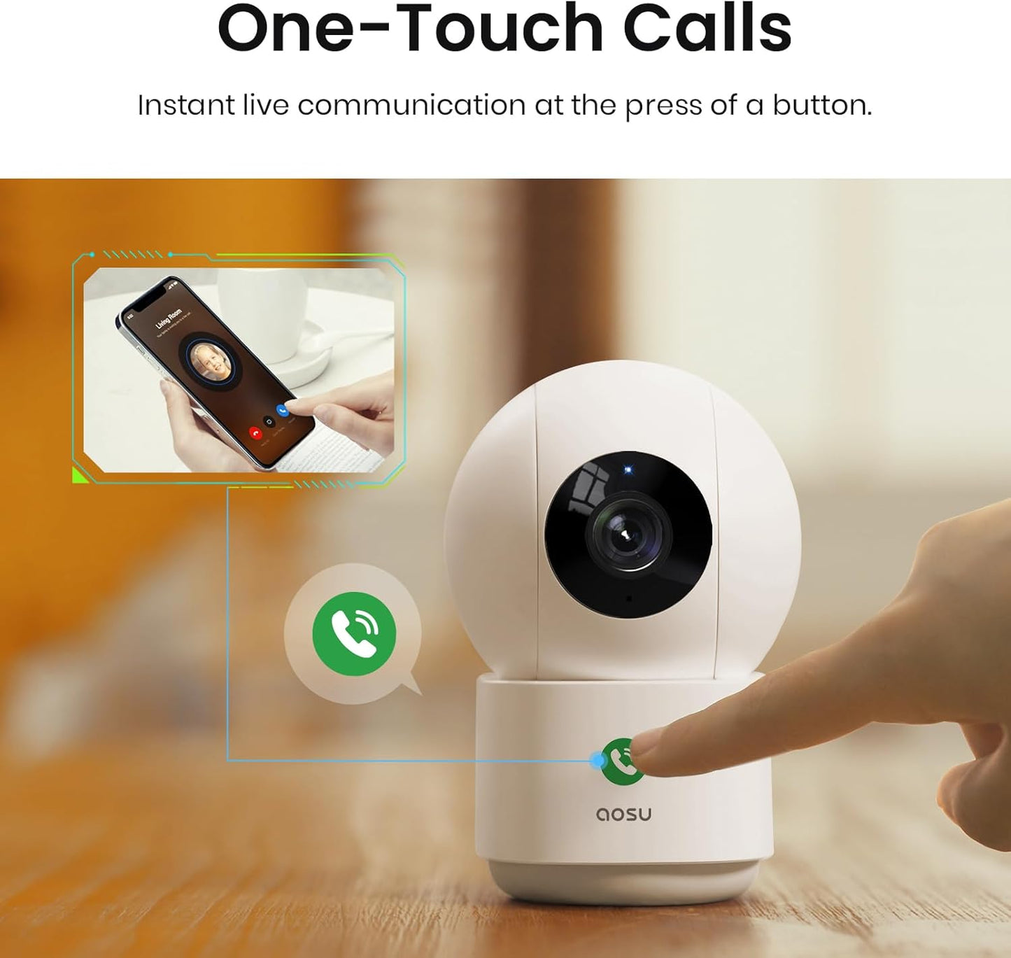 aosu 4MP 2.5K 360 5/2.4 Security Camera Indoor, Baby Monitor Pet Camera for Home Security, WiFi Camera with GHz Wi-Fi