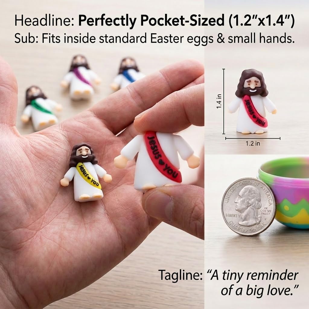 Skiennix 100PCS Mini Jesus Figurines - Perfect Religious Easter Egg Stuffers & Gifts