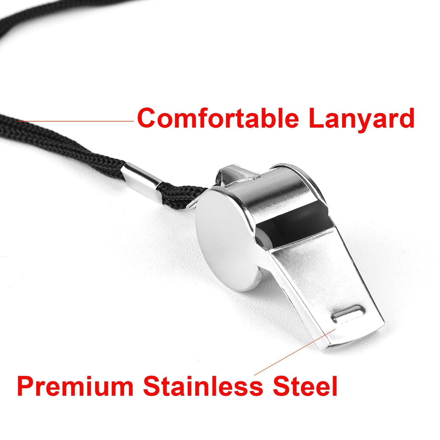 Hipat 24-Pack Stainless Steel Whistles with Lanyards - Loud, Clear Sound for Coaches, Referees, Survival Kits & Outdoor Safety