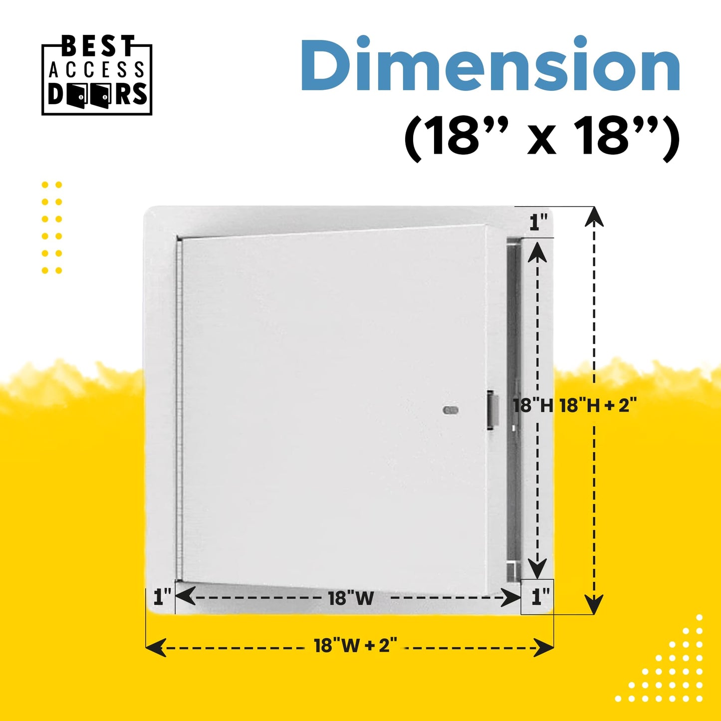 Best 18" x 18" Insulated Fire Rated Metal Access Door with Flange – 20-Gauge Galvanneal Steel Wall Access Panel, 2" Mineral Wool Insulation, White Powder-Coat Finish, LEED Compliant, BA-FRI